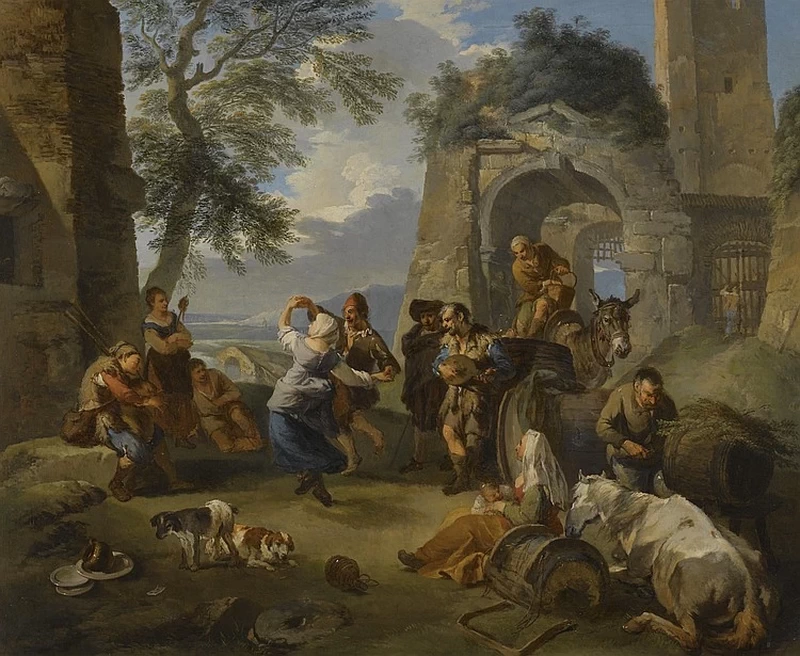 Paesaggio con contadini che danzano